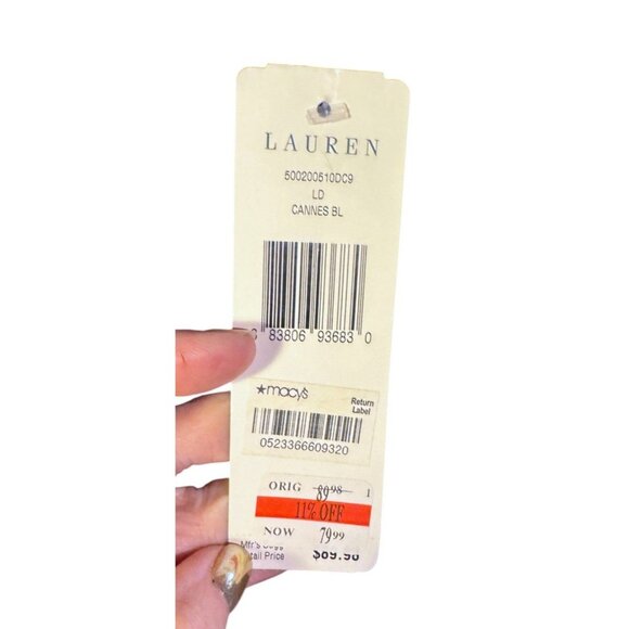 Ralph Lauren Womens Cap-Sleeve V-Neck Blue Midi Dress Polyester Blend - Picture 8 of 11